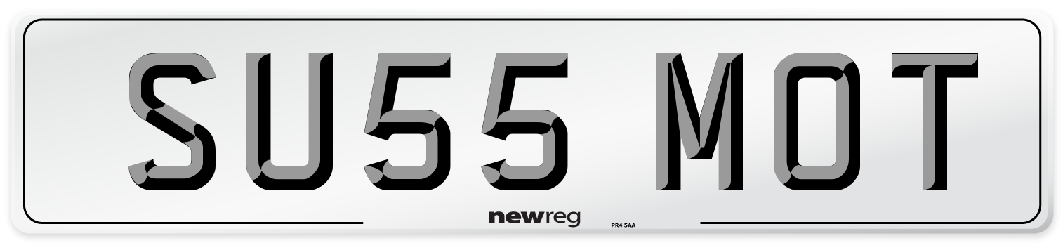 SU55 MOT Number Plate from New Reg